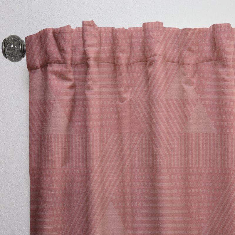 Triangular Coral Retro Pattern Mid-Century Modern Window Curtain Panel