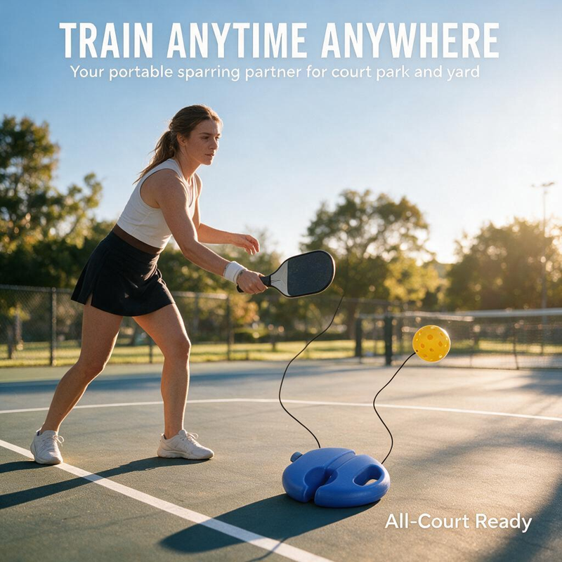 Pickleball Trainer Ball with Cord Baseboard — Solo Practice Tool for Beginners
