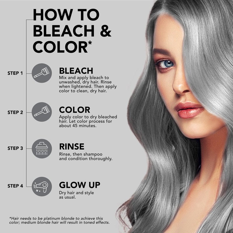 Semi-Permanent Hair Dye Kit with Bleach for Vibrant Silver & Bold Colors