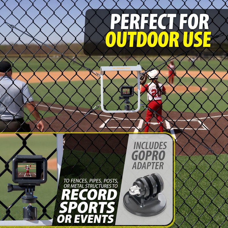 Rotating Cell Phone Fence Mount with Sunshade Waterproof Power Bank Pouch - Aluminum