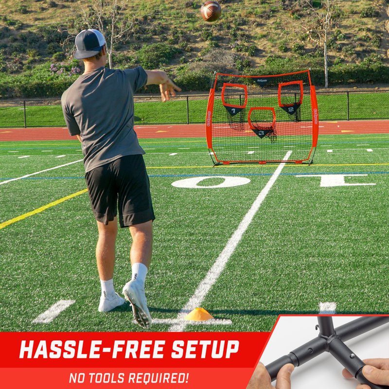 6x6 ft Football Throwing Net for Quarterback Practice - Red