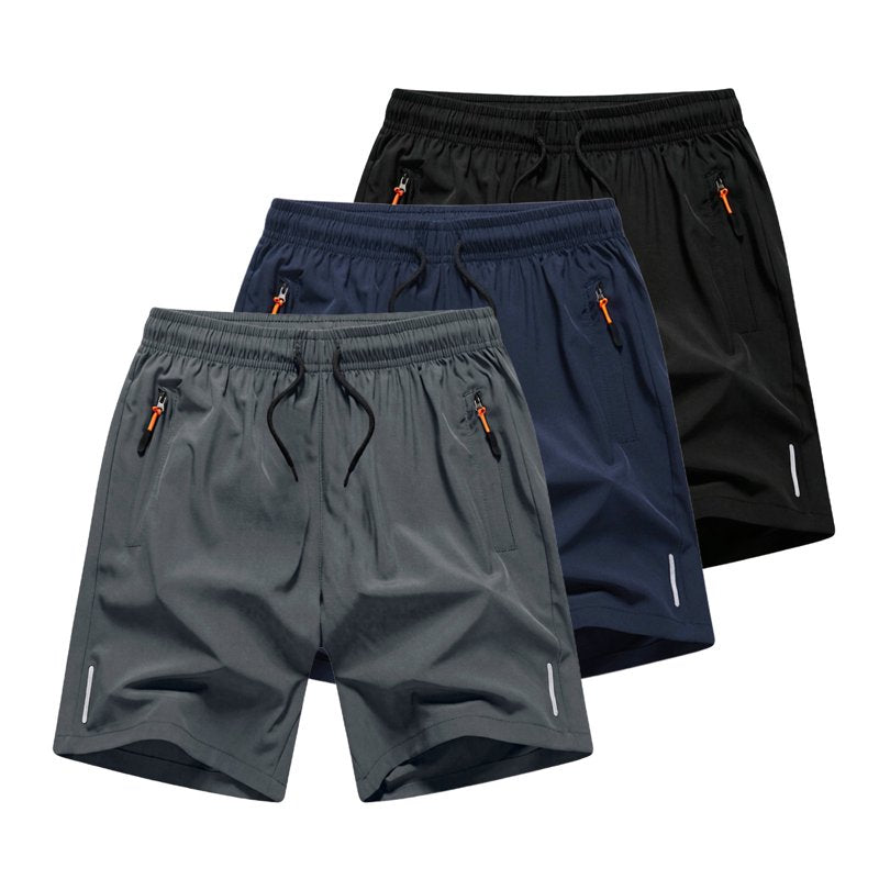 3 Pack Boys Quick Dry Athletic Shorts with Pockets - Elastic Waistband, Baggy Style, Ages 3-15 (Variation: Z2-Black-mkosplrt)