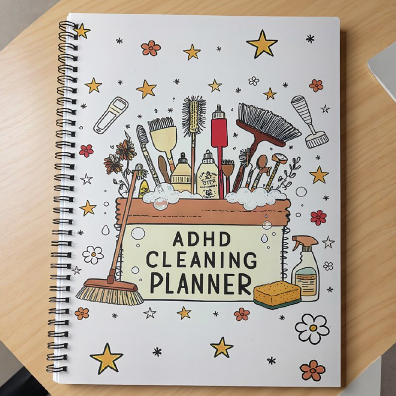 Household Cleaning Planner - Chore Schedule & Checklist Organizer for ADHD, 8.3x11 Spiral Notebook