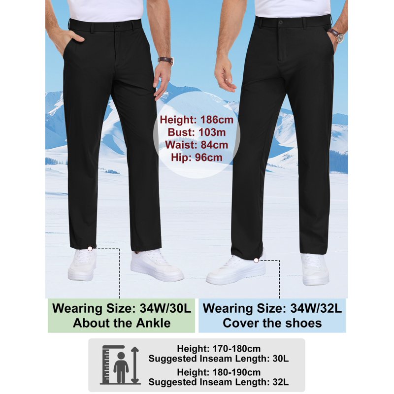 Men's Golf Pants Lightweight Stretch Casual Trousers with 4 Pockets