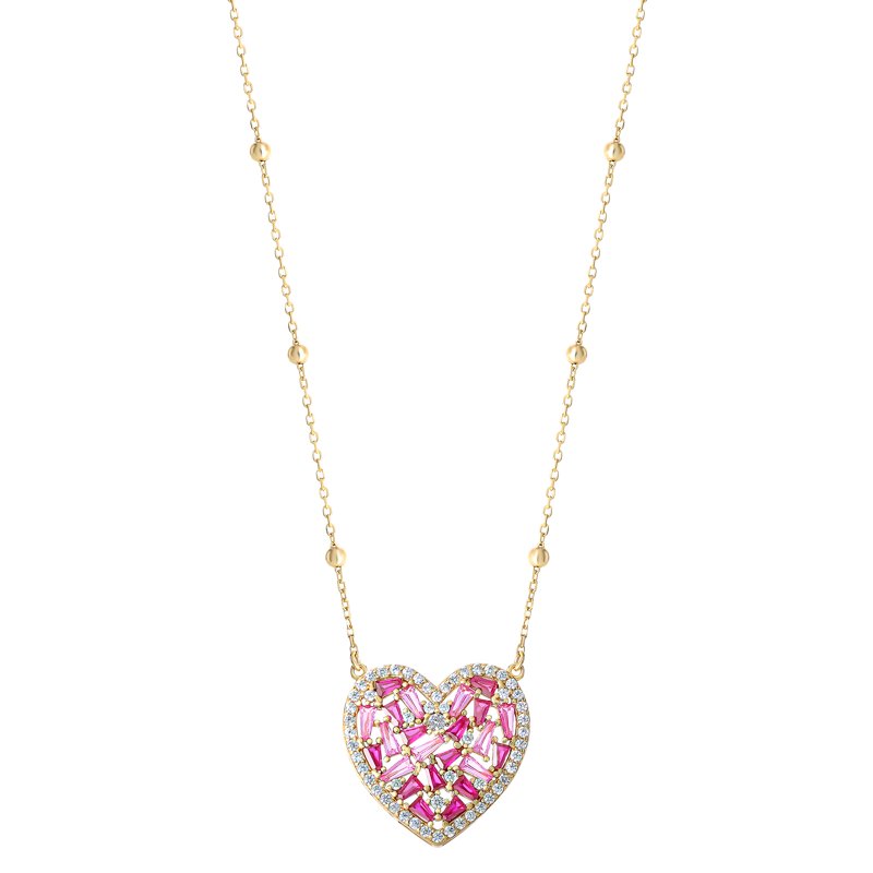 Sterling Silver Heart Pendant Necklace 14k Gold Plated 18 Inch Chain