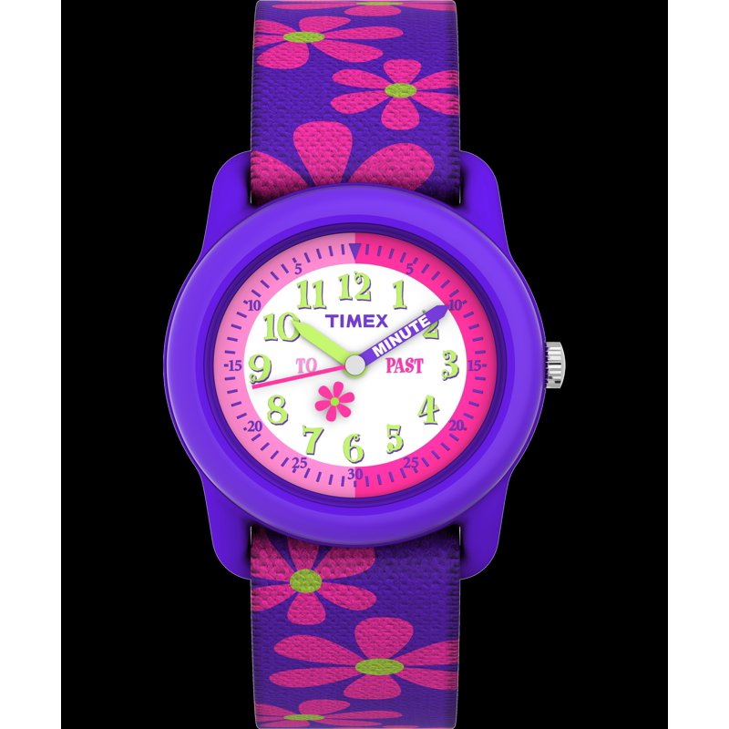 Kids Floral Elastic Fabric Watch with Large Dial and Water Resistance
