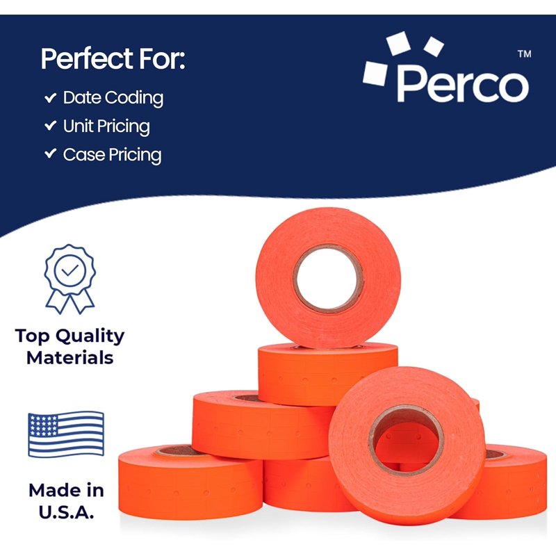 Fluorescent Red Labels for Price Guns - 32,000 Labels in 4 Rolls, USA Made
