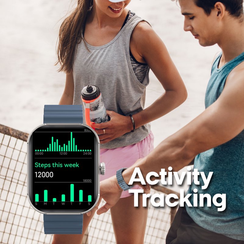 Smartwatch with 2.01-Inch AMOLED Screen, Bluetooth Calling & 100+ Workout Modes