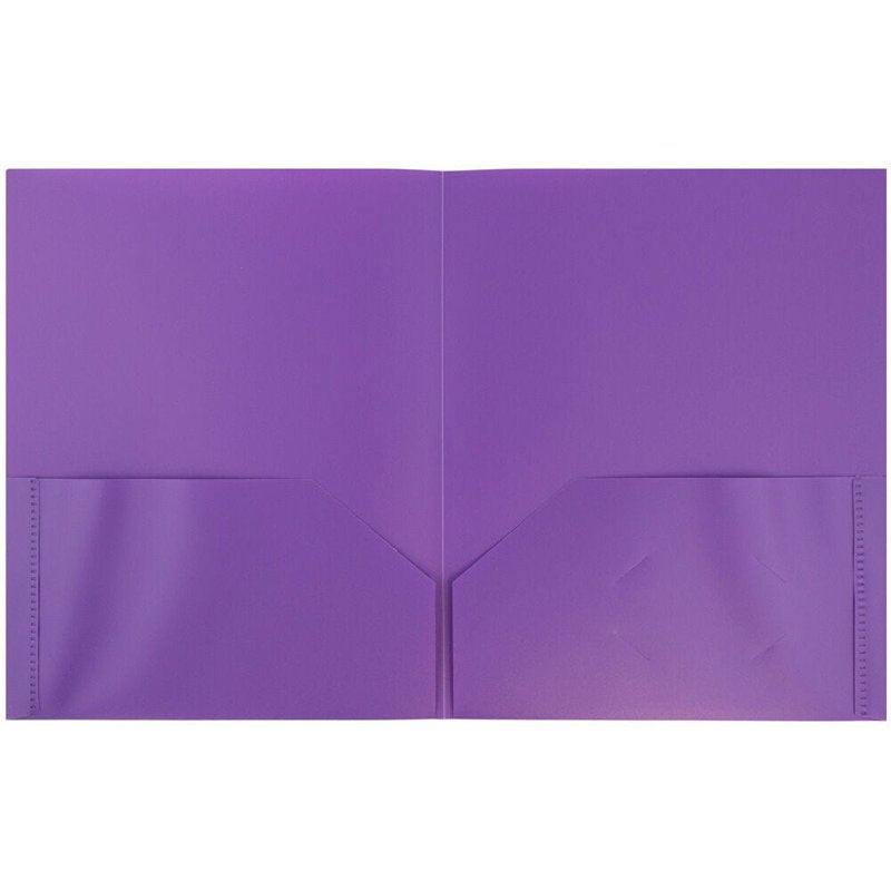2-Pocket Plastic Folder Set - Purple Office & School Organization (3 Pack)
