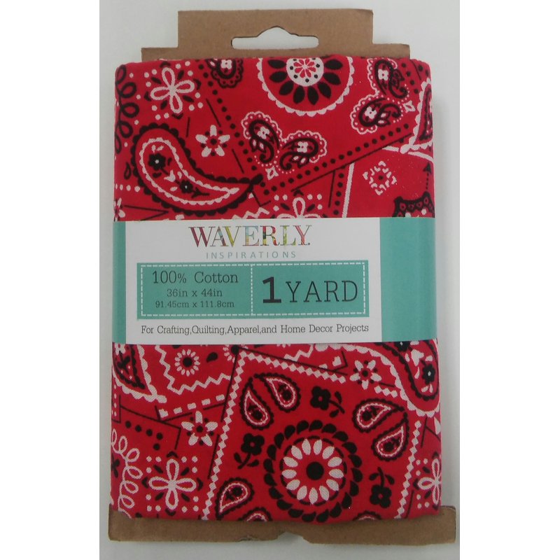 Cotton Bandana Print Fabric 1 Yard - Red for Quilting & Sewing, 44" Wide, 2 Pack