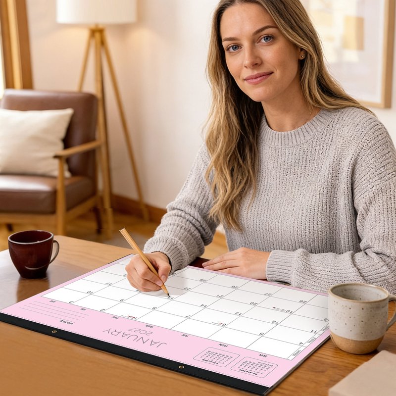 Large Desk Calendar 2026-2027 - 12x17 Inches, 18-Month Schedule, Black