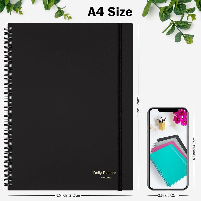 Undated Daily Planner with To-Do List and Hourly Schedule - A4/A5 Options