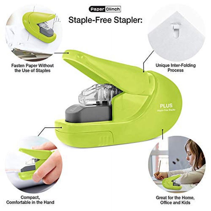 Paper Clinch Staple-Free Stapler Eco-Friendly Green Compact Office Tool