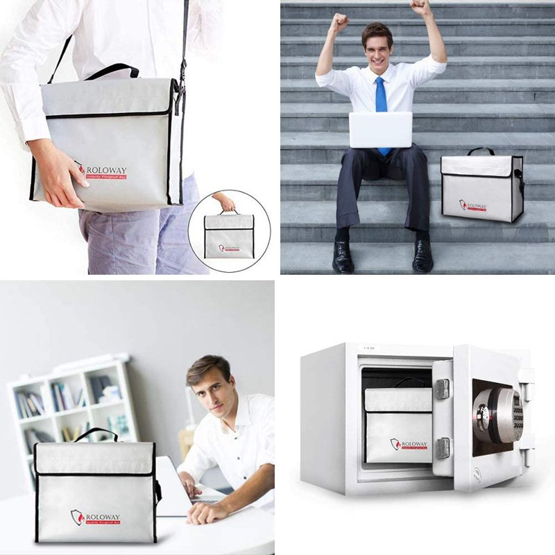 Large Fireproof Water-Resistant Document & Valuables Bag - 15x12x5 inches