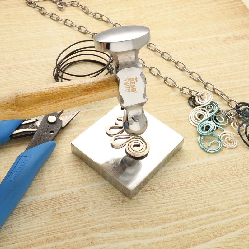 Jewelry Making Chasing Hammer & Steel Bench Block Set - Metalworking Tools