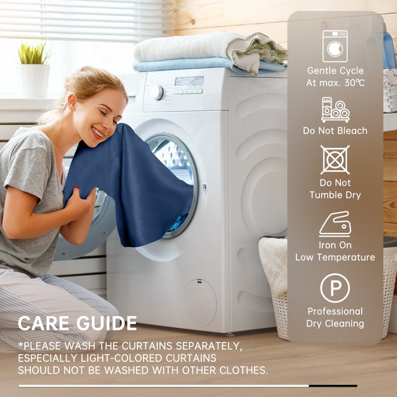 Blackout Curtains for Bedroom - Thermal Insulated Noise-Reducing Room Darkening Drapes Set of 2