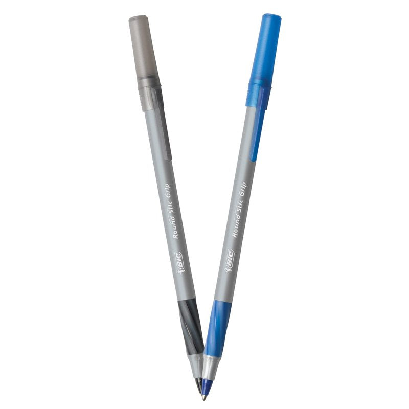 Ballpoint Pen Set with Rubber Grip - Medium 1.2mm Ink, Assorted Colors, 36 Pack
