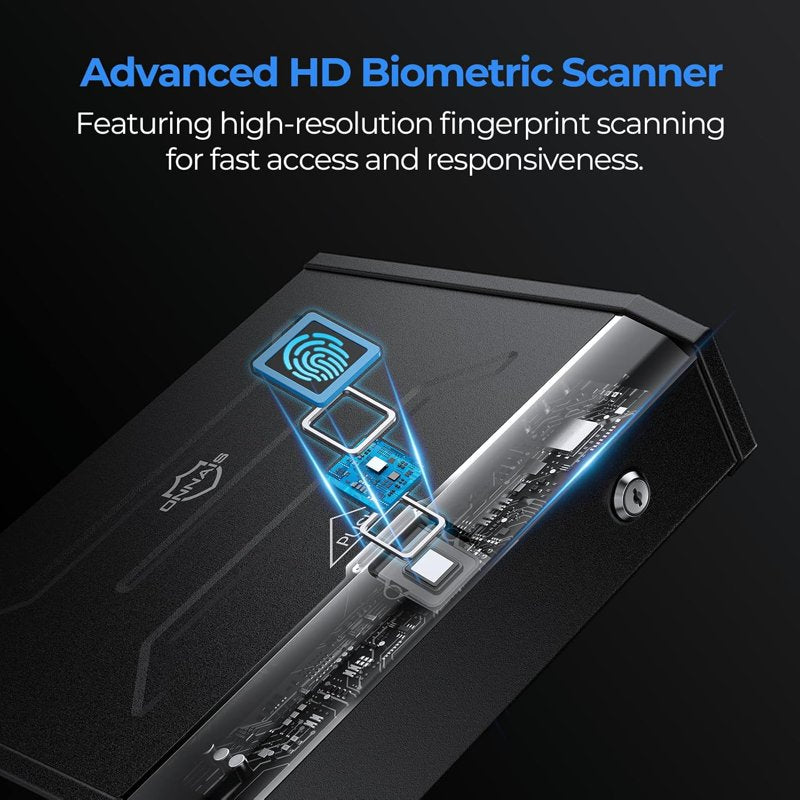 Biometric Gun Safe with Fingerprint & Keypad Lock - Secure Handgun Storage for Home & Car