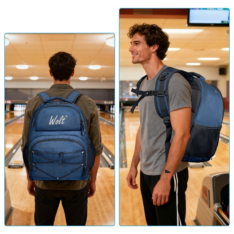 WOLT Healthyblue 2-Ball Bowling Backpack with Protective Foam & Shoe Compartment