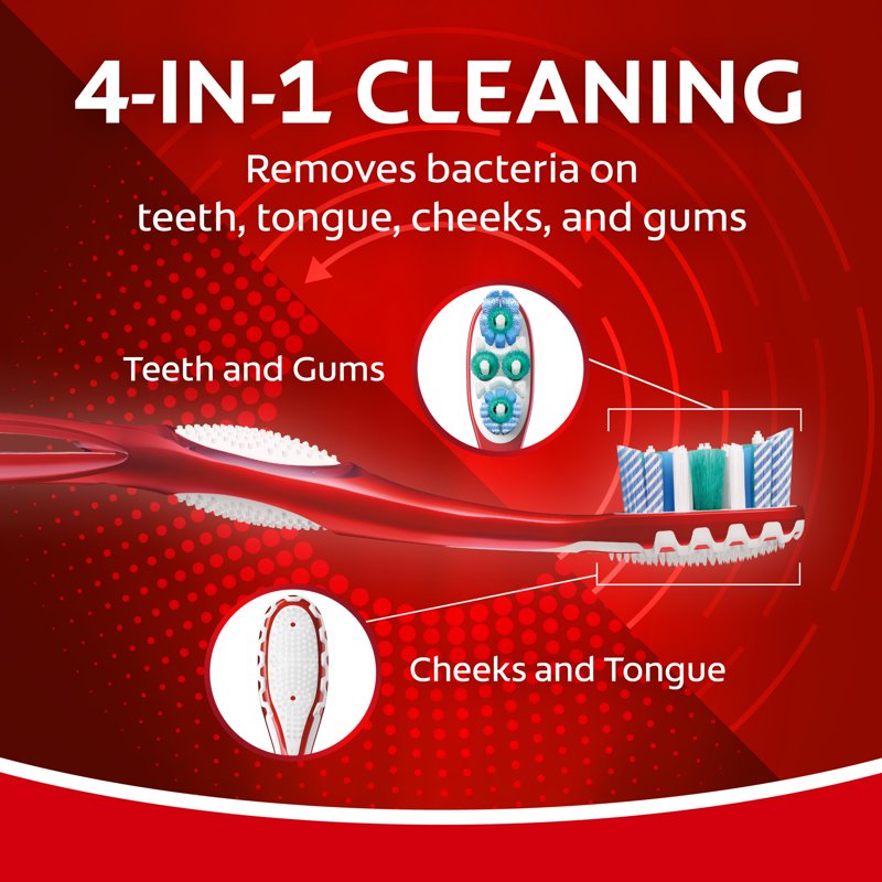 Adult Medium Toothbrush with Whitening & Tongue Cleaner - Recyclable Handle