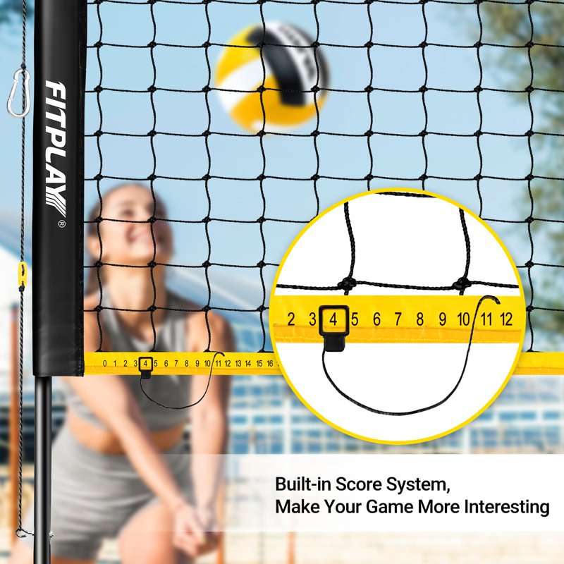 Portable Volleyball Net Set with Adjustable Heights for Outdoor Play 32x3FT