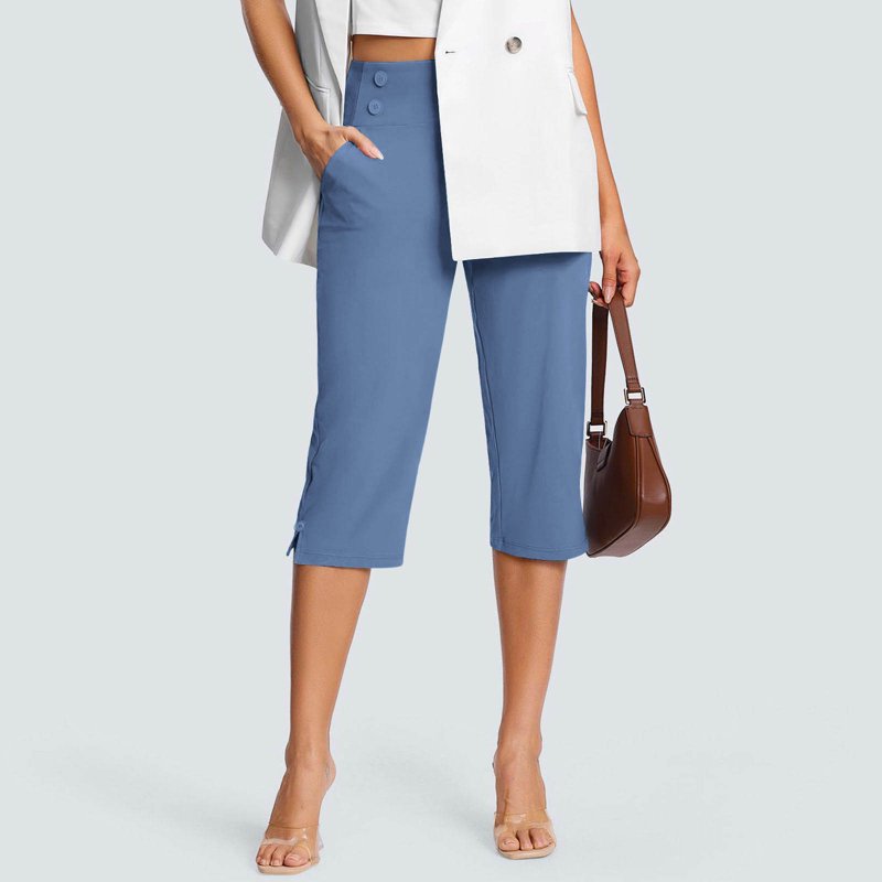 Women’s Yoga Capris Pants High Waist Workout & Office Pants with Pockets
