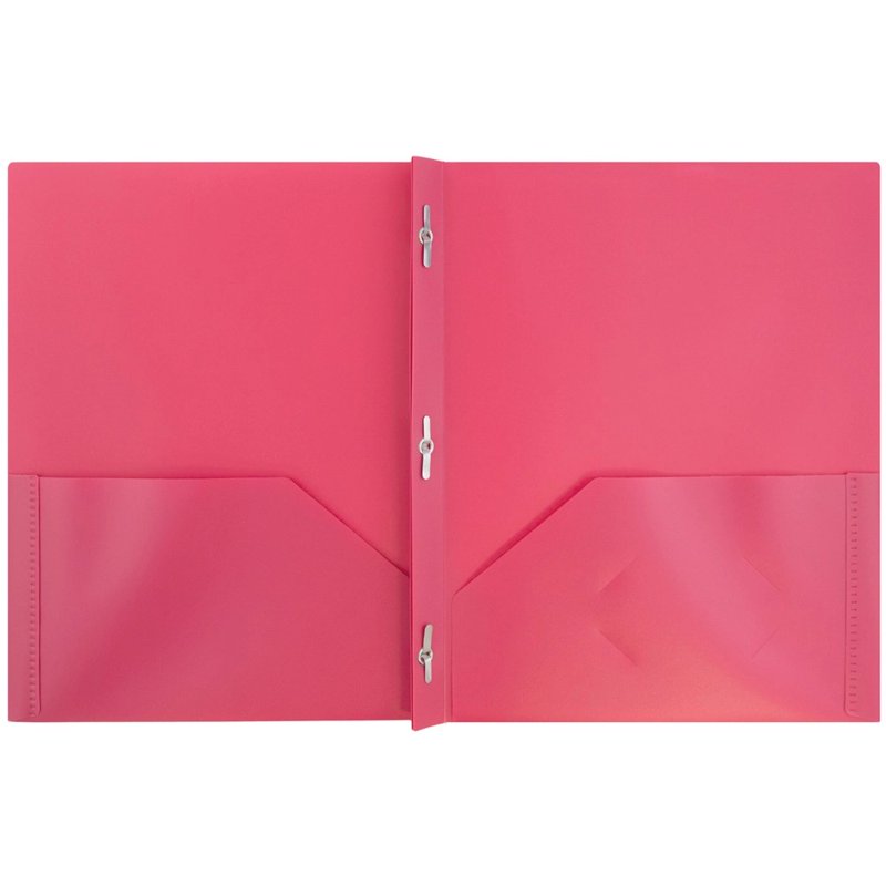 2-Pocket Plastic Folder with Clasps - Assorted Colors, 9.5 x 11.75 Inches, Pack of 6
