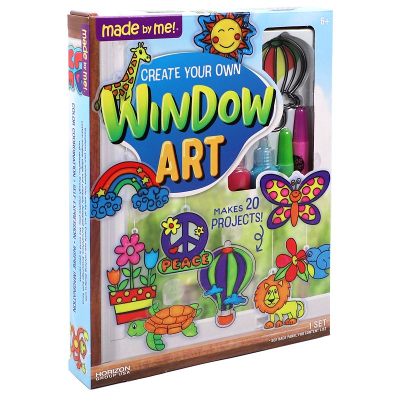 Kids Window Art Craft Set with Paint, Clings & Suction Cups - Creative Activity