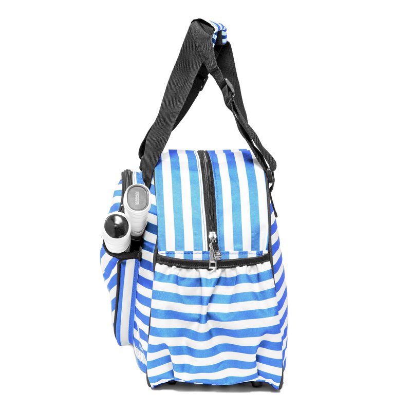 Pik'le'Ball Women’s Premium Pickleball Bag - Original Tote with Water Bottle Holder, Fits 3 Paddles - Blue/White
