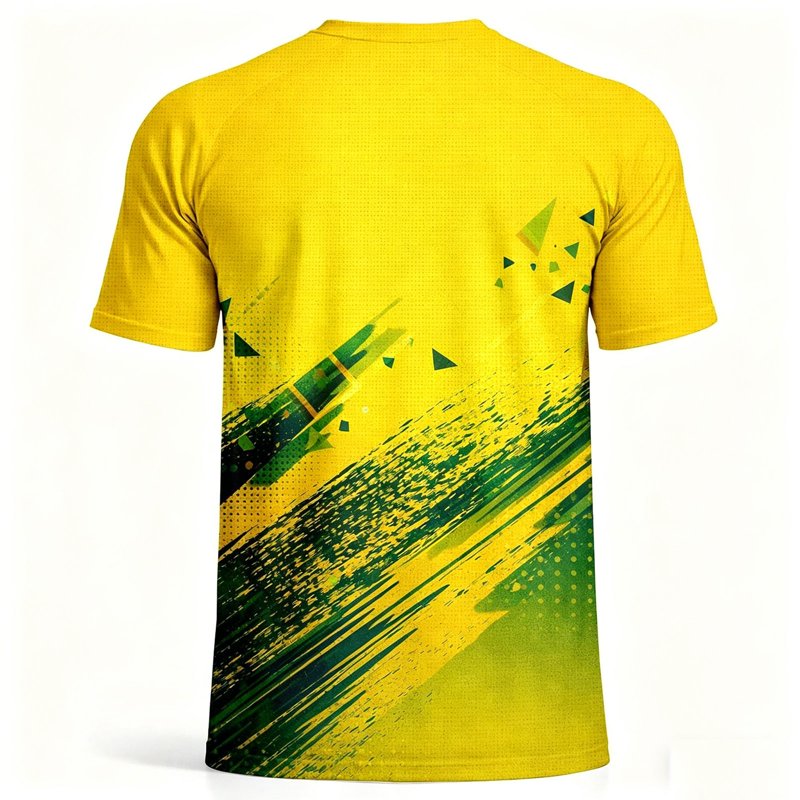 Brazil Soccer Jersey Men Short Sleeve Quick-Dry Flag Football Shirt A01 Light Blue XXXXL