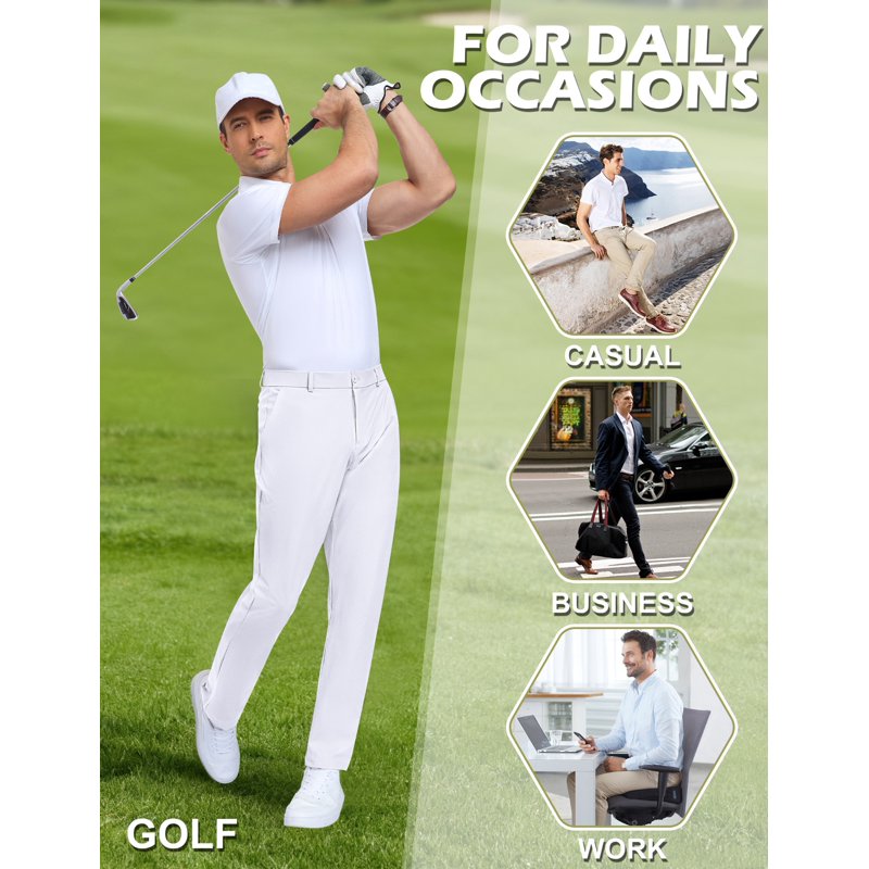 Men's Golf Pants Lightweight Stretch Casual Trousers with 4 Pockets