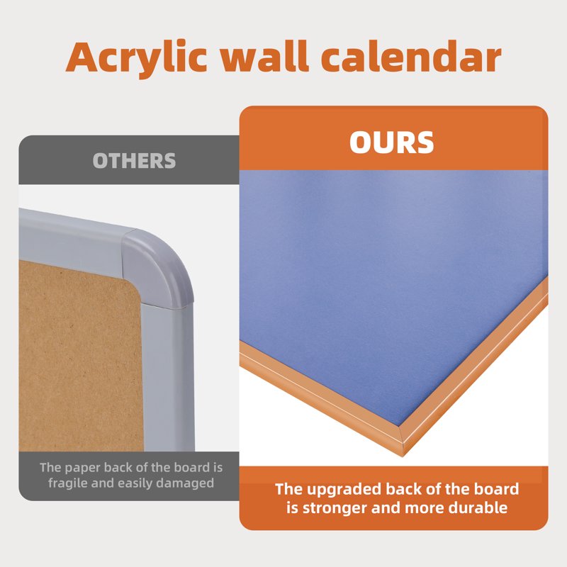 Magnetic Monthly Calendar Whiteboard 17x23 Inches with Rose Gold Frame for Wall Office Home School