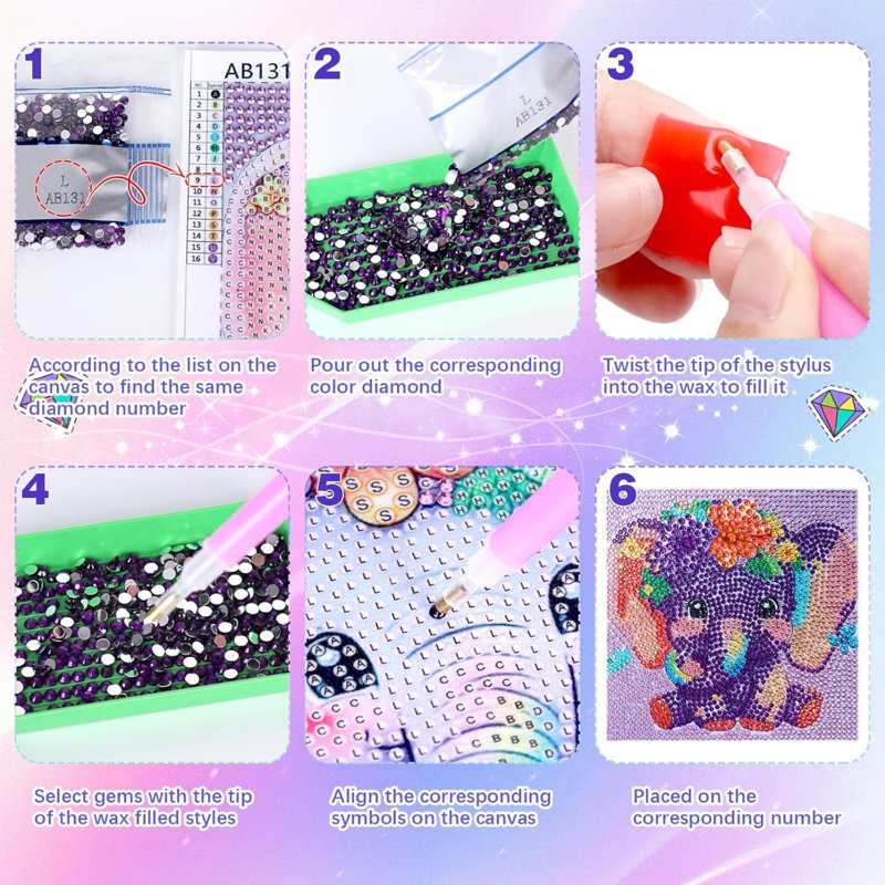 Kids Diamond Painting Kits - 4 Animal-Themed Art Sets for Children Ages 4-12
