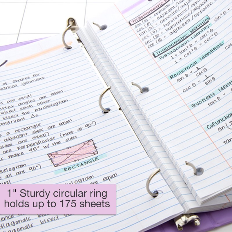 Assorted Pastel Color 3-Ring View Binders - 175 Sheets, 4 Pack