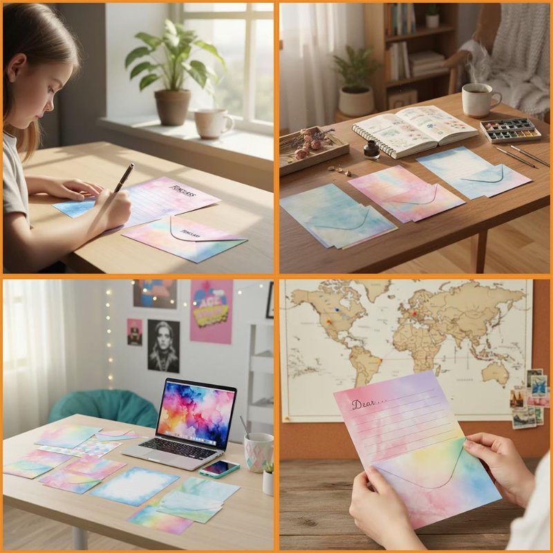 Watercolor Stationery Set with Envelopes for Writing and Crafting - 160 Pieces