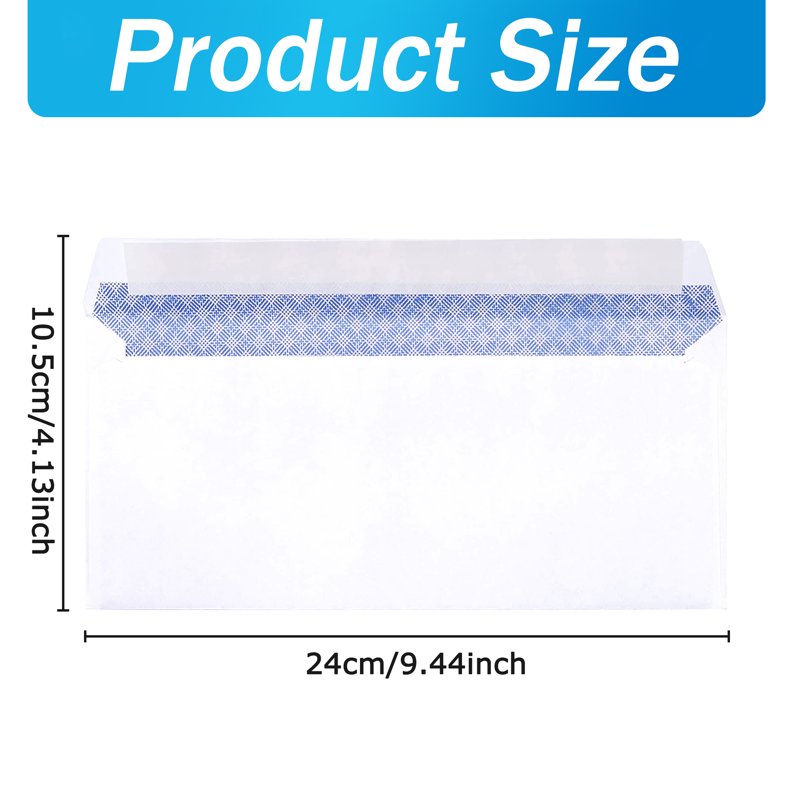 100 White #10 Mailing Envelopes with Self-Seal Privacy Tint - Business Use