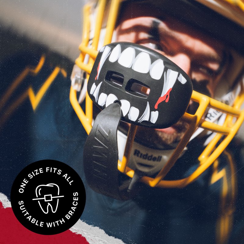 Football Lip Guard with Detachable Strap - Impact-Deflecting Mouth Protector for Adults & Juniors
