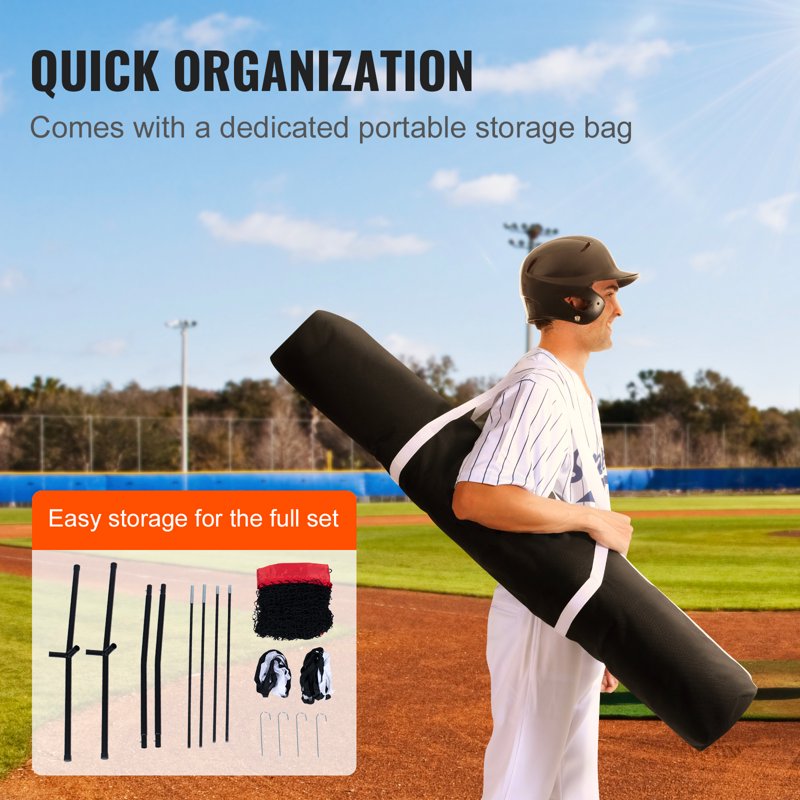 7x7 ft Baseball Softball Practice Net with Batting Tee & Carry Bag