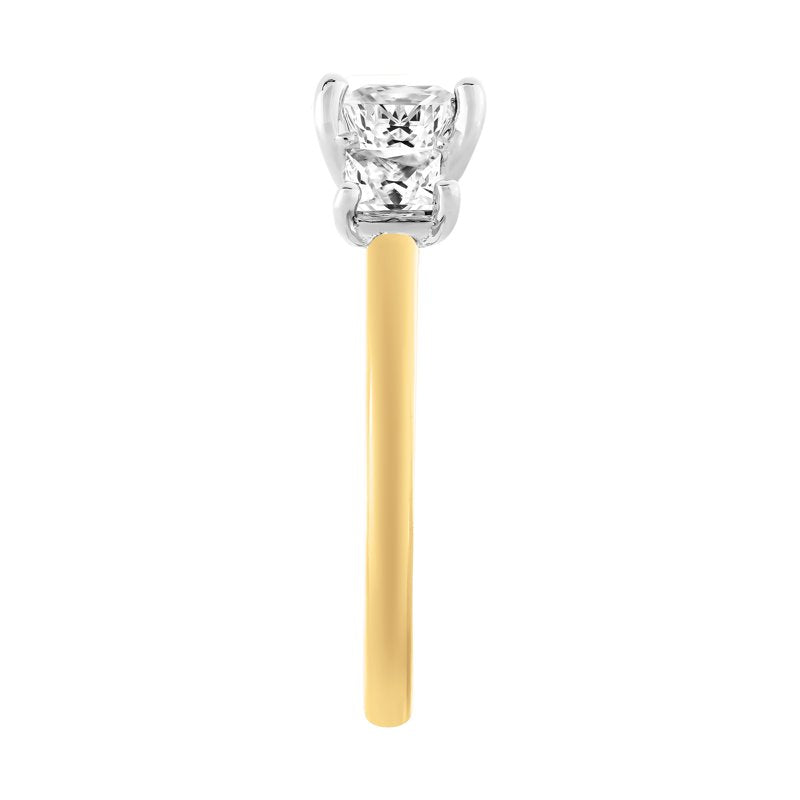 14K Yellow Gold Plated Sterling Silver 3-Stone White Sapphire Engagement Ring