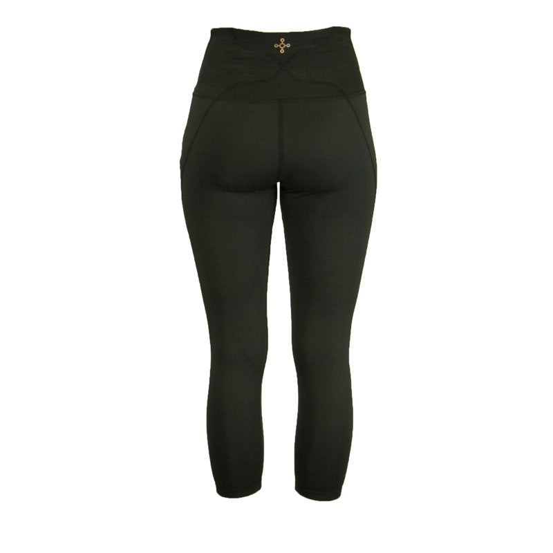 Women's Lower Back Support Capri Leggings - Black, Comfortable & Stabilizing
