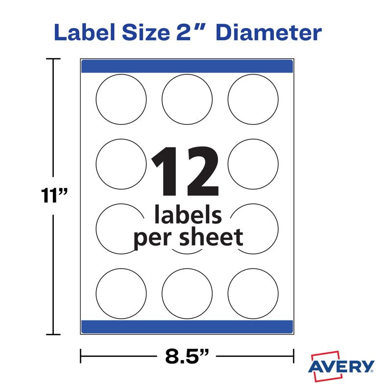Round Printable Label Stickers 2 Inch White Paper Labels for Inkjet & Laser Printers