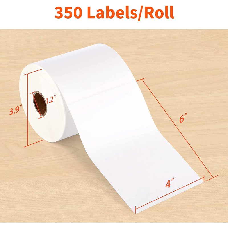 4x6 Inch Thermal Shipping Labels - Self-Adhesive, Waterproof, 350 Labels/Roll