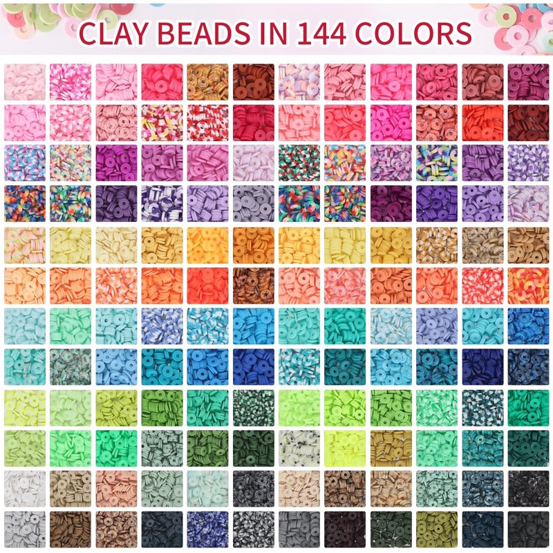 Polymer Clay Beads Kit for Jewelry Making 144 Colors 6mm Craft Supplies