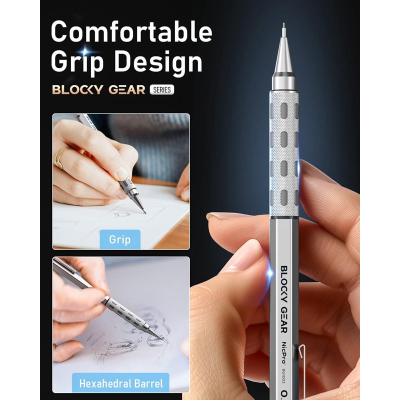 Mechanical Pencils Set with Lead Refills and Case - Art Drafting Supplies
