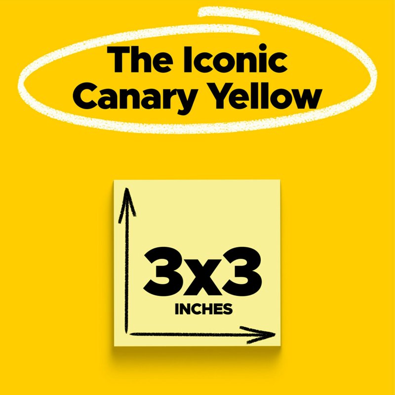 Post-it Sticky Notes Value Pack 3x3 Inches Canary Yellow 16 Pads