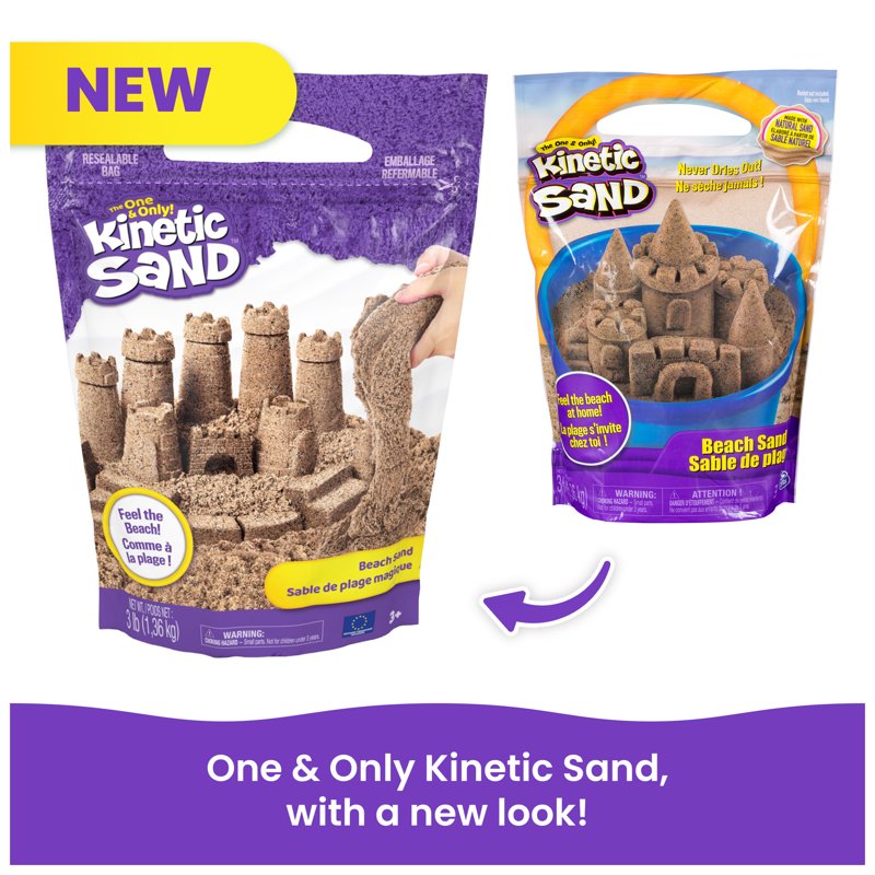 Kinetic Sand Beach Play Sand 3lbs - Moldable Sensory Toy for Kids