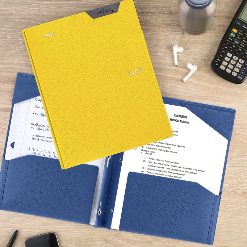 Stay-Put Plastic and Prong Folder for School, Water-Resistant Organizer