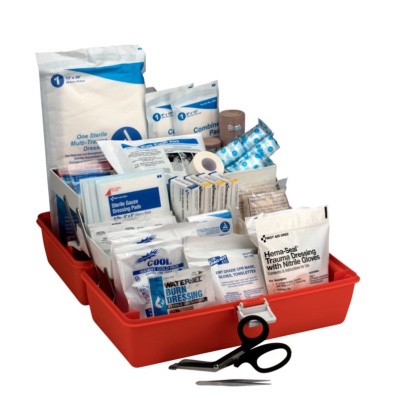 Portable First Aid Kit with 102 Components and Hard Plastic Case