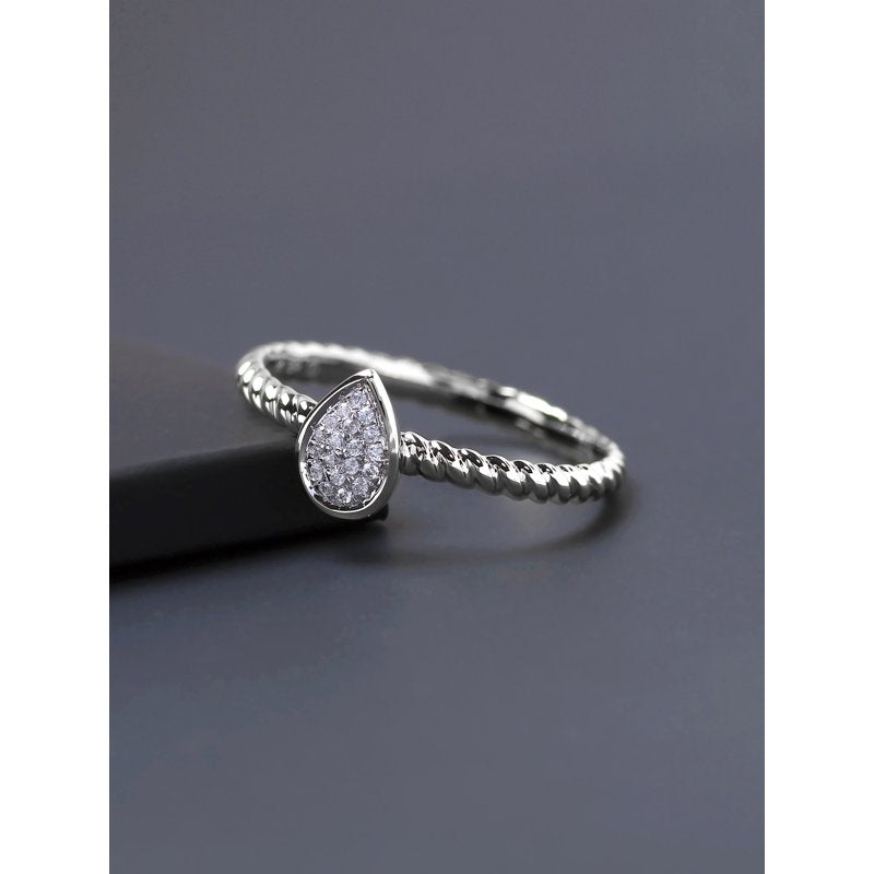 Diamond Cluster Promise Ring 1/20 Ct TDW S925 Sterling Silver Pear Shape