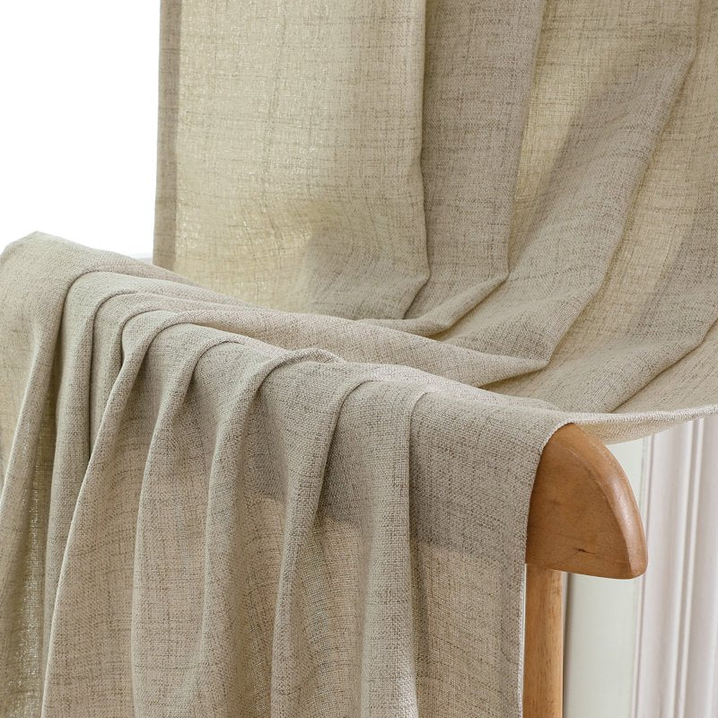 OVZME Judy Linen Curtains 84-Inch Length, 52x84 Two-Panel Light Filtering Drape Set